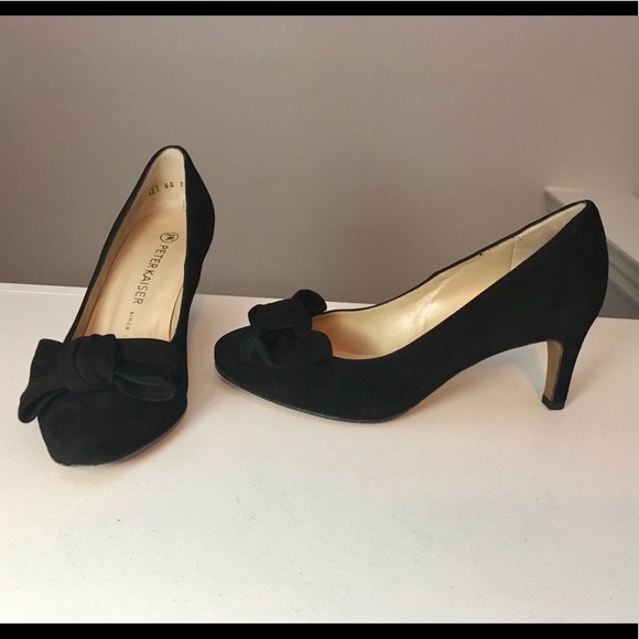 Peter Kaiser Shoes - Peter Kaiser Black Suede Heels Bow Accent